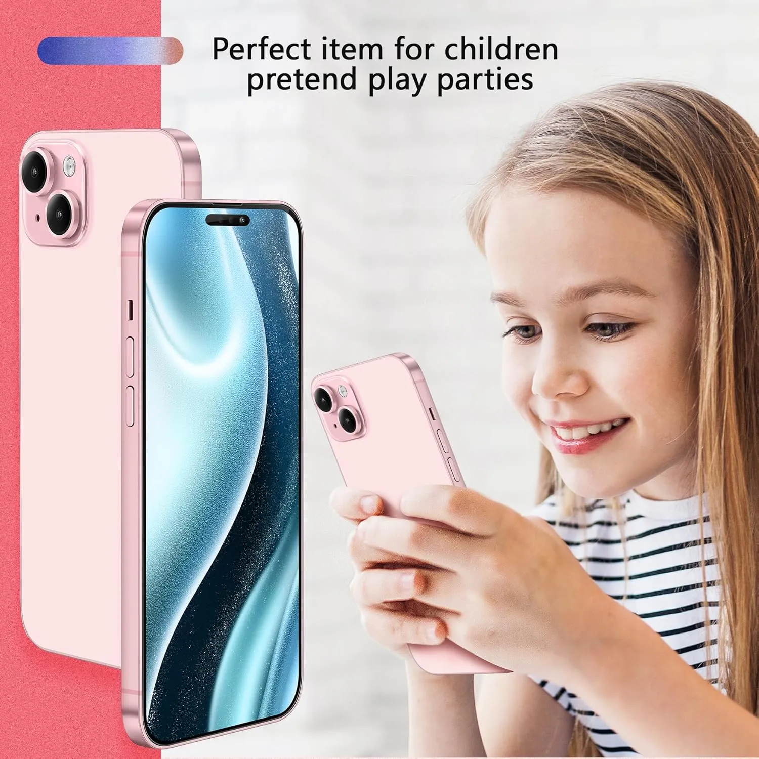 Non-Working Replica Realistic Pretend Play Phones Dummy Display Phone Model for Phone 15 Pro max Fake Model Phone Baby Cell Phone Toy (for 15 Promax White Blackscreen)