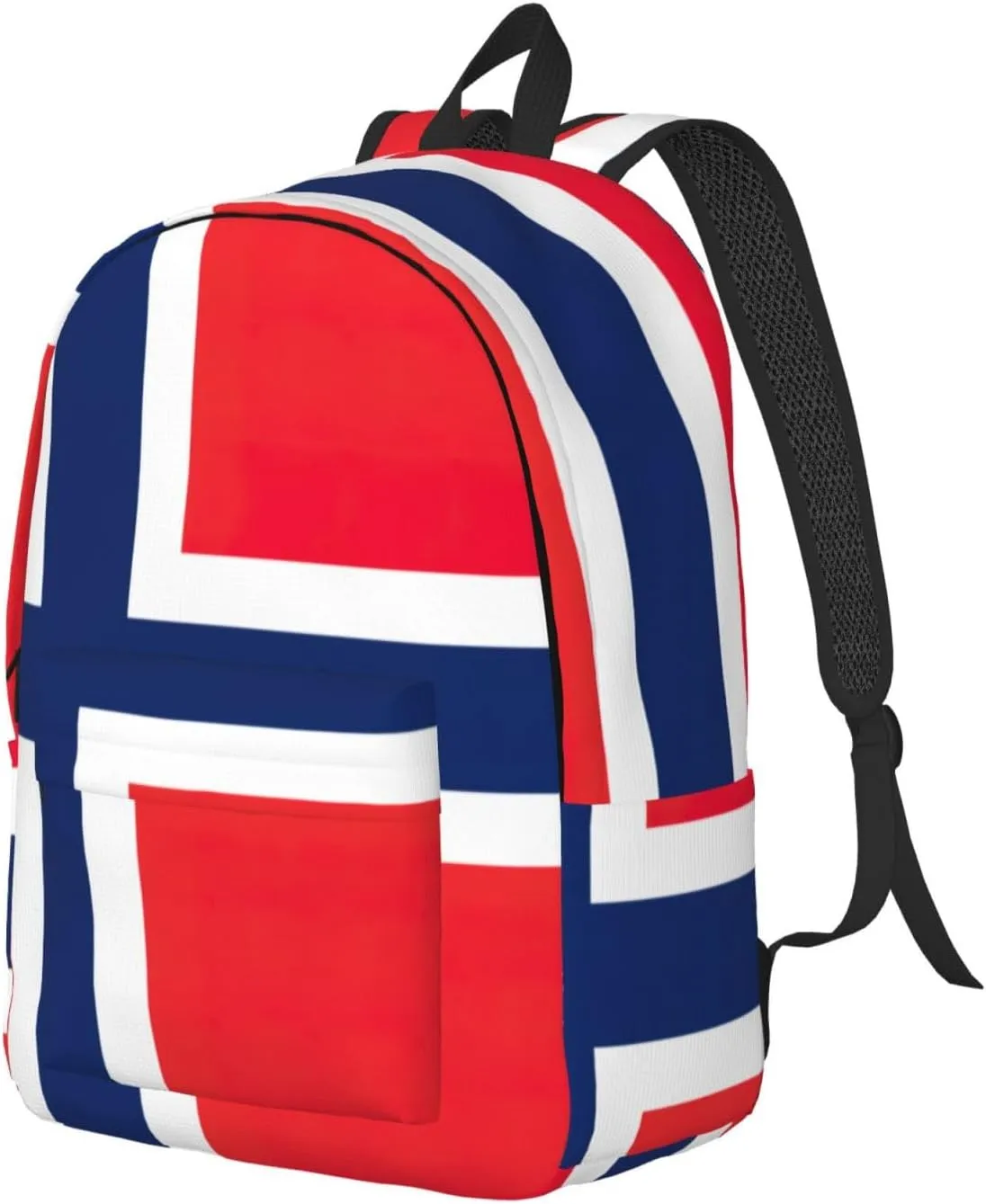 Norwegian Flag Print Canvas Backpack,For Laptops Up To 17in,Stylish And Lightweight With Adjustable Straps