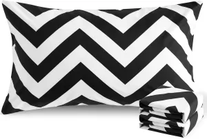 NTBAY King Chevron Pillowcases Set of 2, 1800 Thread Brushed Microfiber Black and White Chevron Pillow Cases, Super Soft and Cozy Envelope Closure 20x36 Pillowcases, 20x36 Inches
