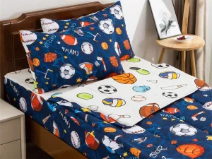 NTBED Sport Basketball Printed Zipper Bedding Sets Full Lightweight Microfiber Football Comforter Sets with Fitted Sheet Pillow Covers,Blue