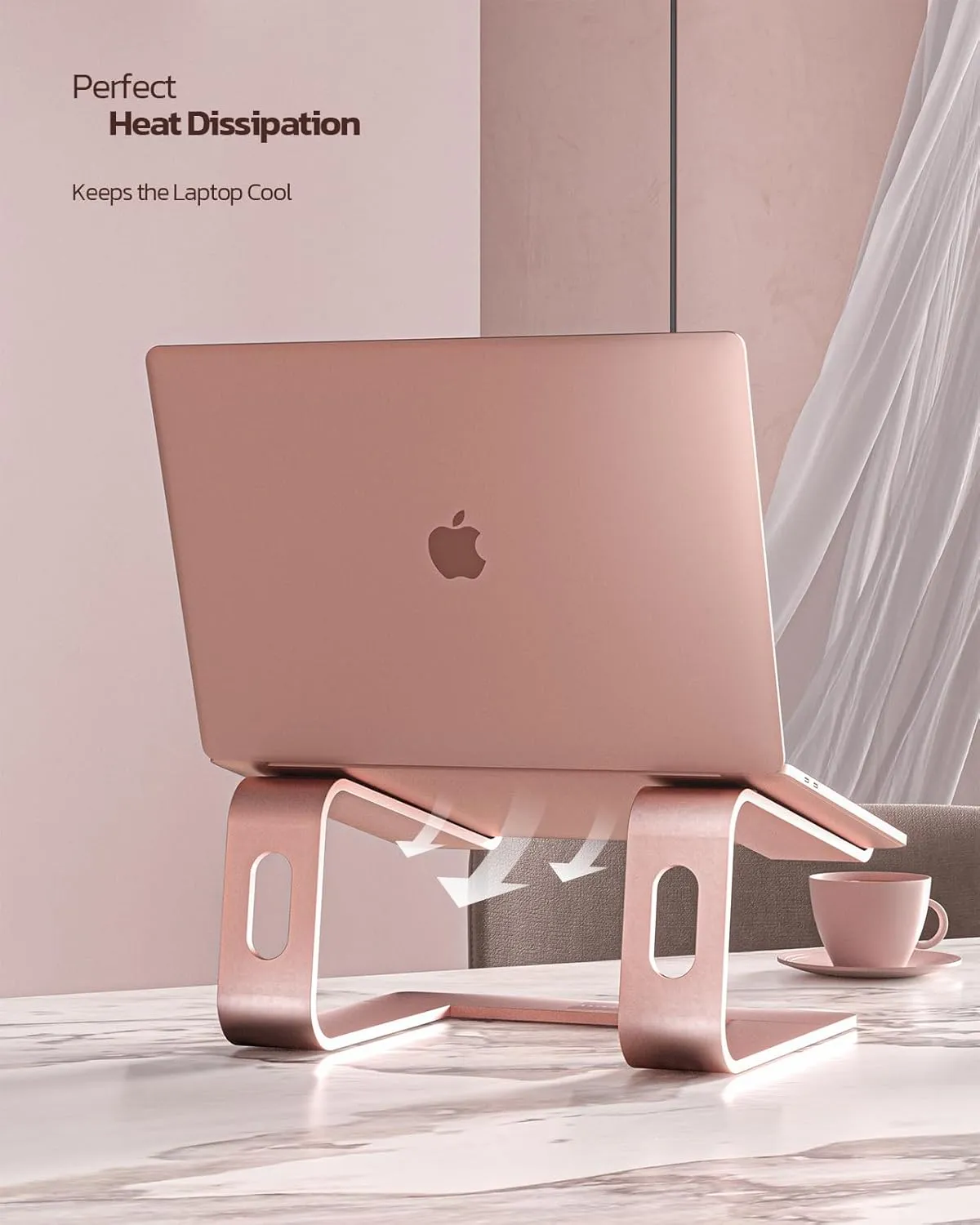 Nulaxy Laptop Stand, Ergonomic Aluminum Laptop Computer Stand, Detachable Laptop Riser Notebook Holder Stand Compatible with MacBook Air Pro, Dell XPS, HP, Lenovo More 10-15.6” Laptops (D-Rose Gold)