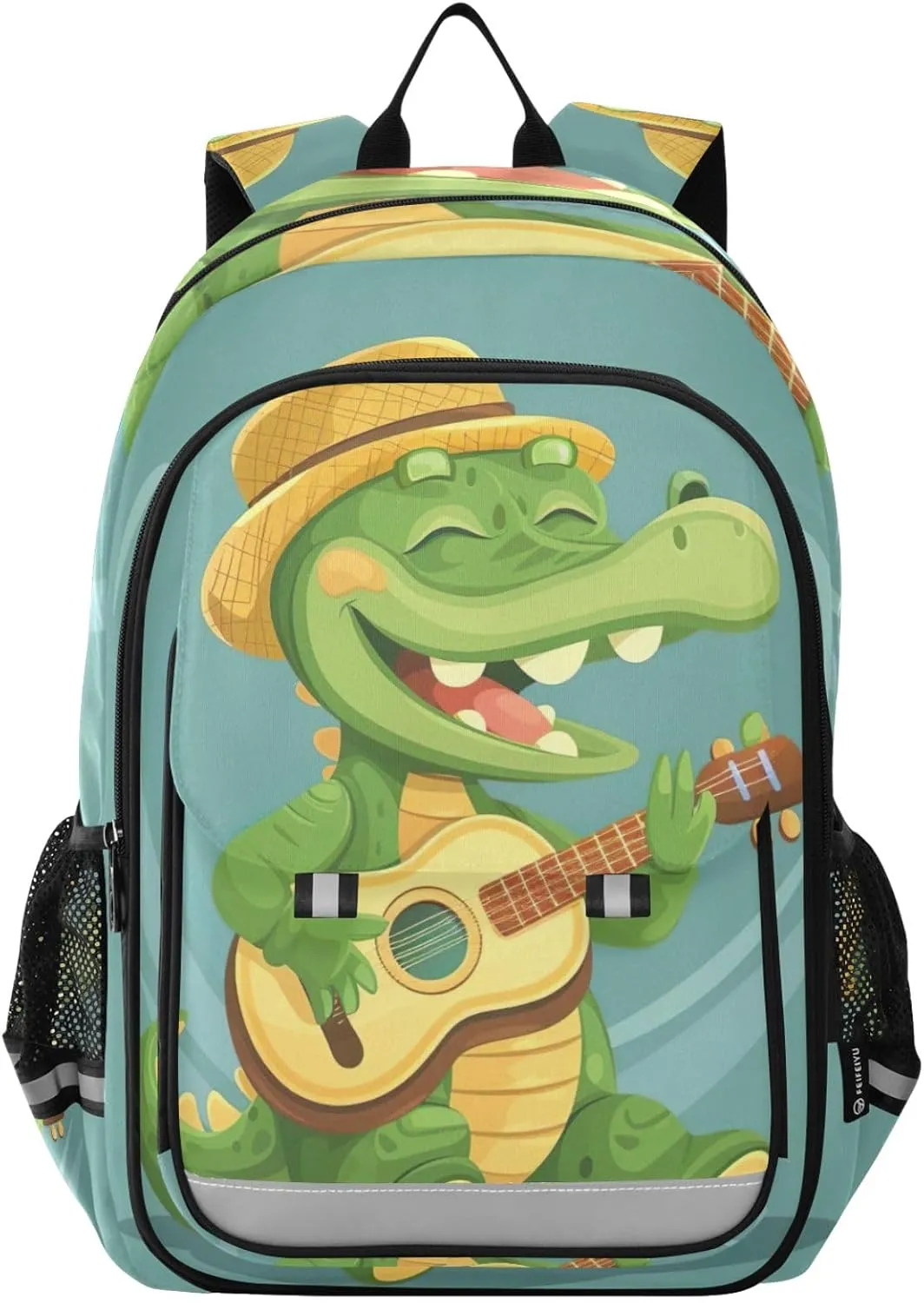 ODAWA Cartoon Crocodile Playing Guitar Laptop Bags Book Bag Laptop Backpacks for College