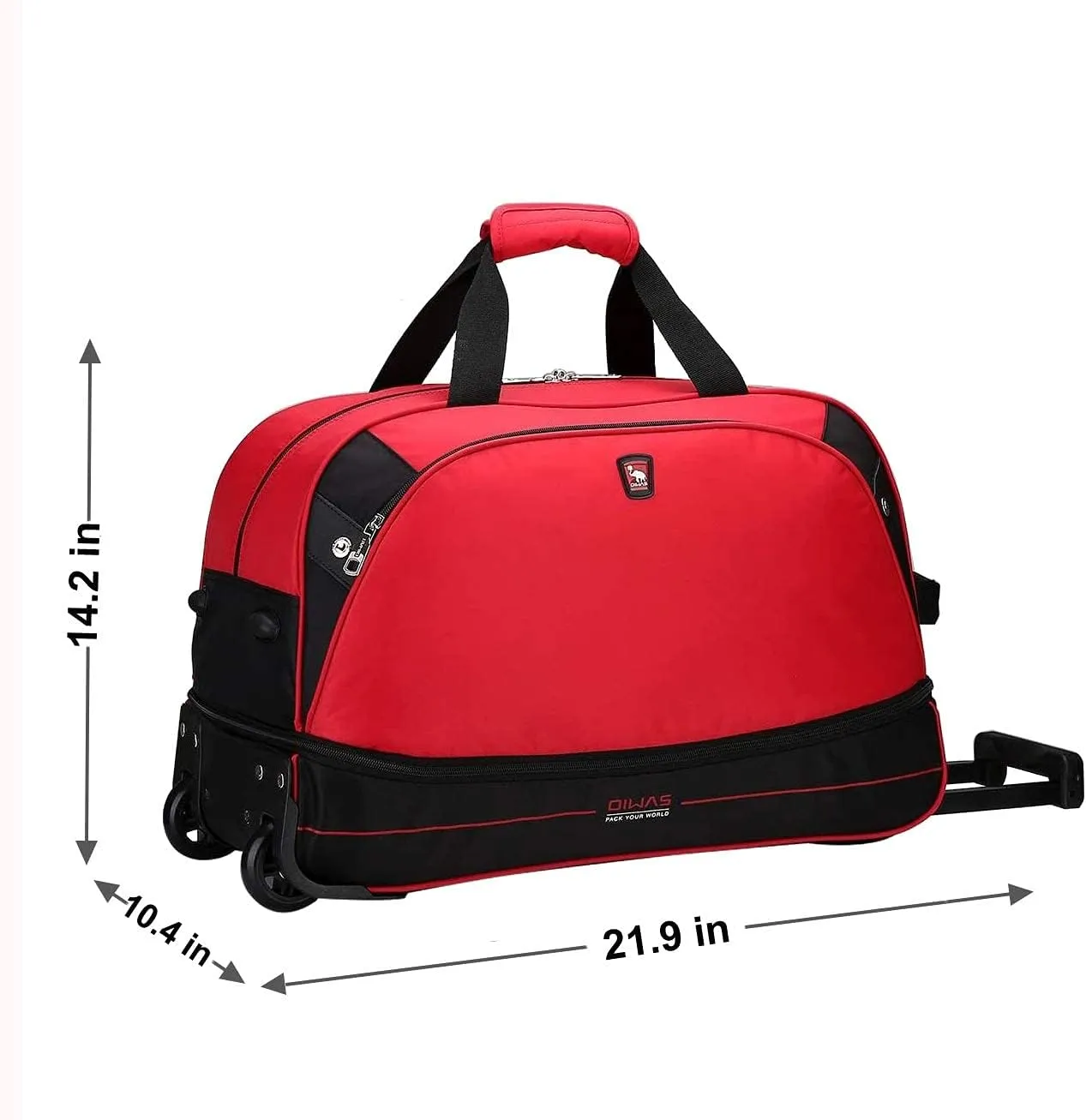 OIWAS Small Rolling Duffle Bag with Wheels Travel 22 inch Carry On Luggage Tote Unisex-Adult Short Term Trips Expandable 50L to 60L