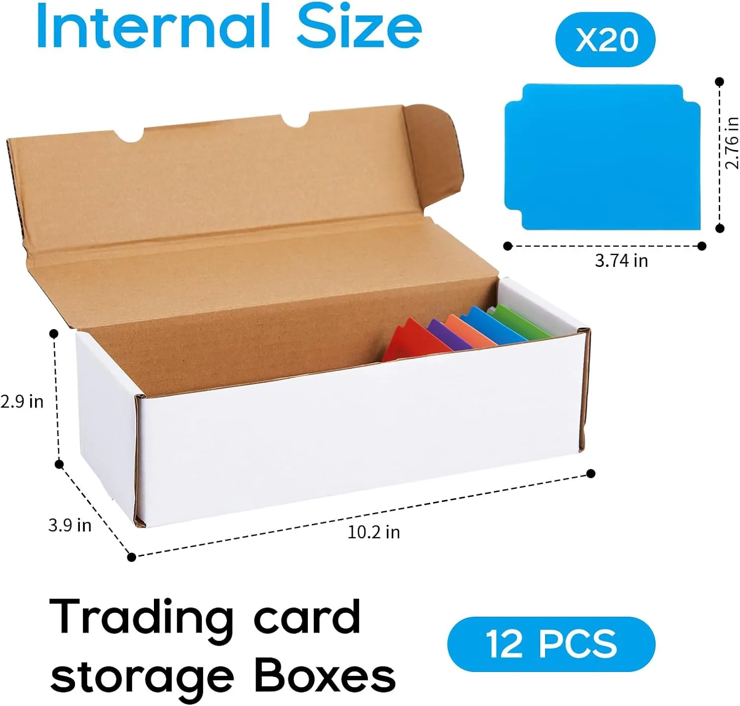 OldPAPA 12-Pack 600 Count Trading Card Storage Box with 20 Dividers - Organizer for Baseball/Football/Basketball Collections, Hold 7200 Standard Trading Cards