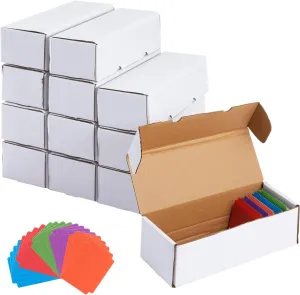 OldPAPA 12-Pack 600 Count Trading Card Storage Box with 20 Dividers - Organizer for Baseball/Football/Basketball Collections, Hold 7200 Standard Trading Cards
