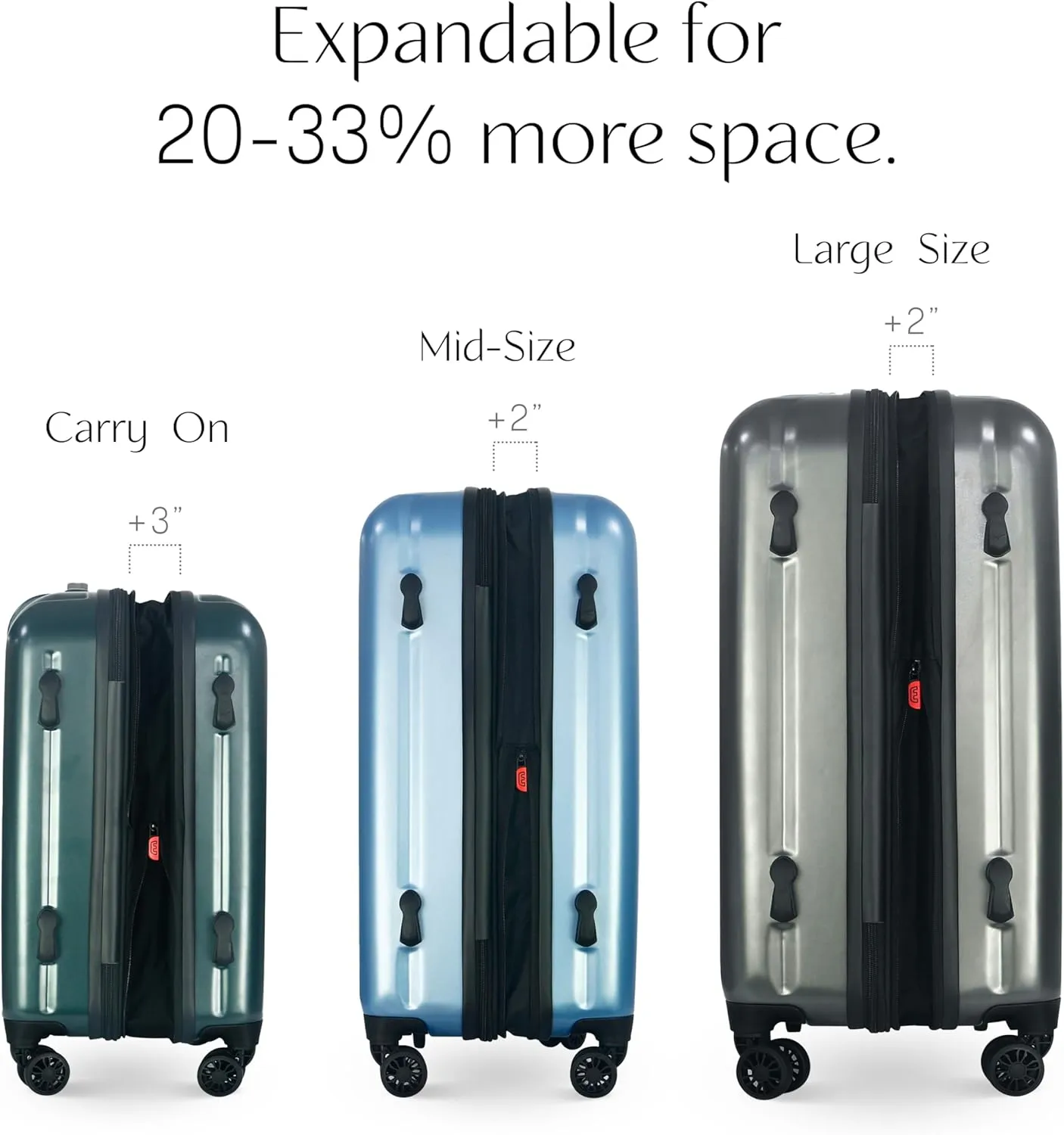 Olympia U.S.A. Shadow 3-Piece Luggage Set (21", 25", 29") – Expandable Hardside Suitcases with Double-Spinner Wheels, Telescoping Handle, Utility Hook & Hidden Laptop Compartment (Elemental Blue)