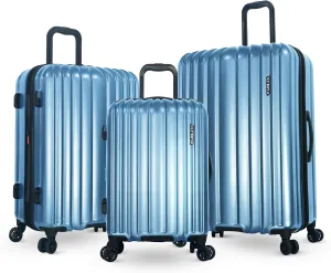 Olympia U.S.A. Shadow 3-Piece Luggage Set (21", 25", 29") – Expandable Hardside Suitcases with Double-Spinner Wheels, Telescoping Handle, Utility Hook & Hidden Laptop Compartment (Elemental Blue)
