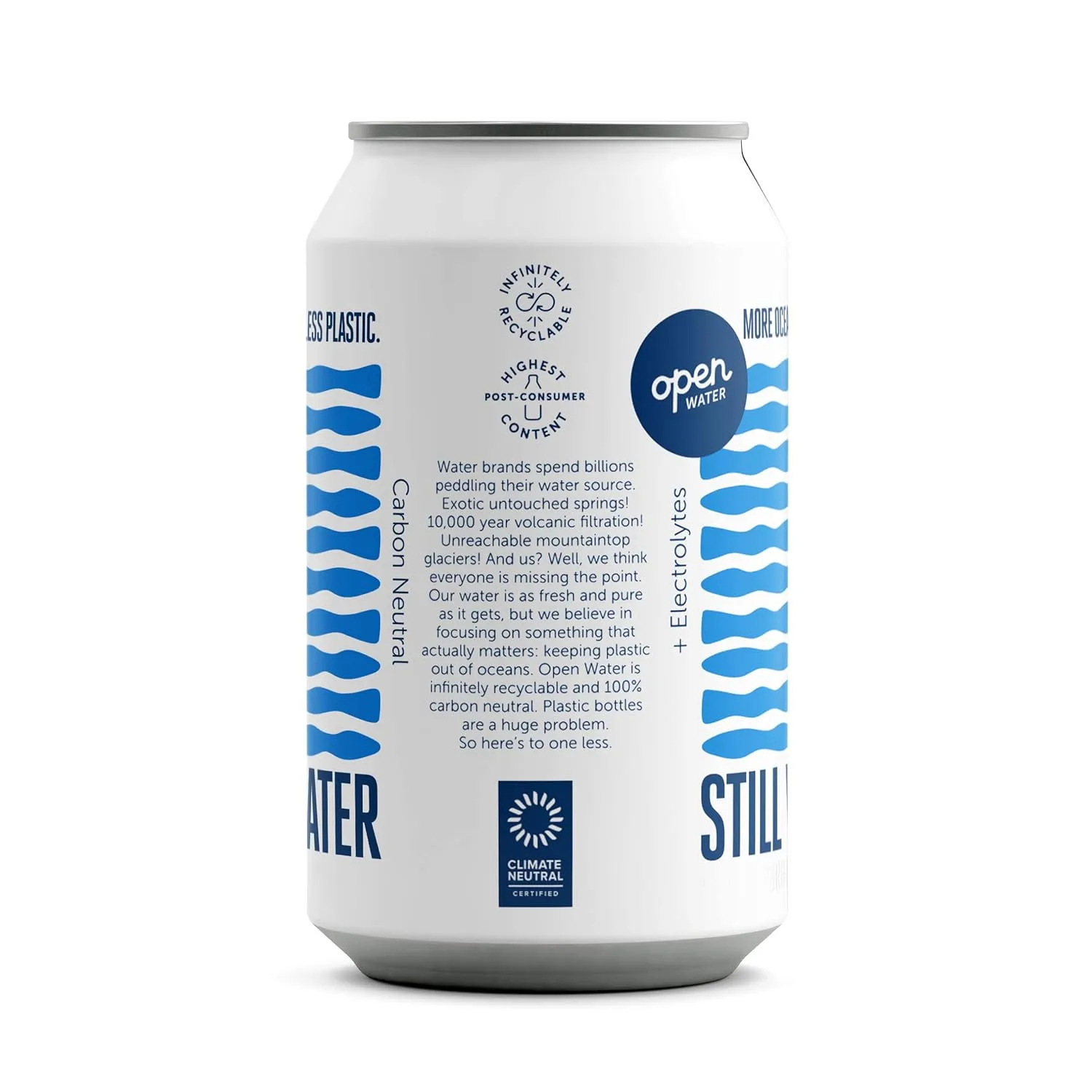 Open Water Still 12oz Cans (4 Cases, 48 Cans) - Sustainable Aluminum Canned Still Water With Electrolytes - 7.0 pH Balanced BPA-Free Ultra-Purified Water