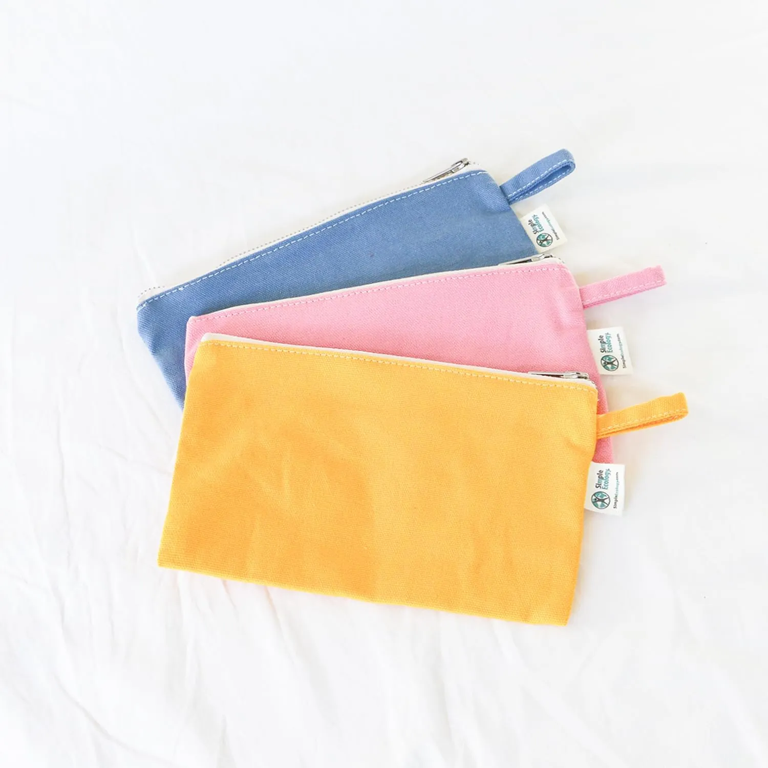 Organic Cotton Canvas Zipper Toiletry, Cosmetic, Travel, Pencil Pouch - Black