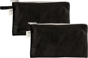 Organic Cotton Canvas Zipper Toiletry, Cosmetic, Travel, Pencil Pouch - Black