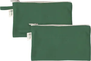 Organic Cotton Canvas Zipper Toiletry, Cosmetic, Travel, Pencil Pouch - Green
