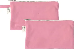 Organic Cotton Canvas Zipper Toiletry, Cosmetic, Travel, Pencil Pouch - Pink