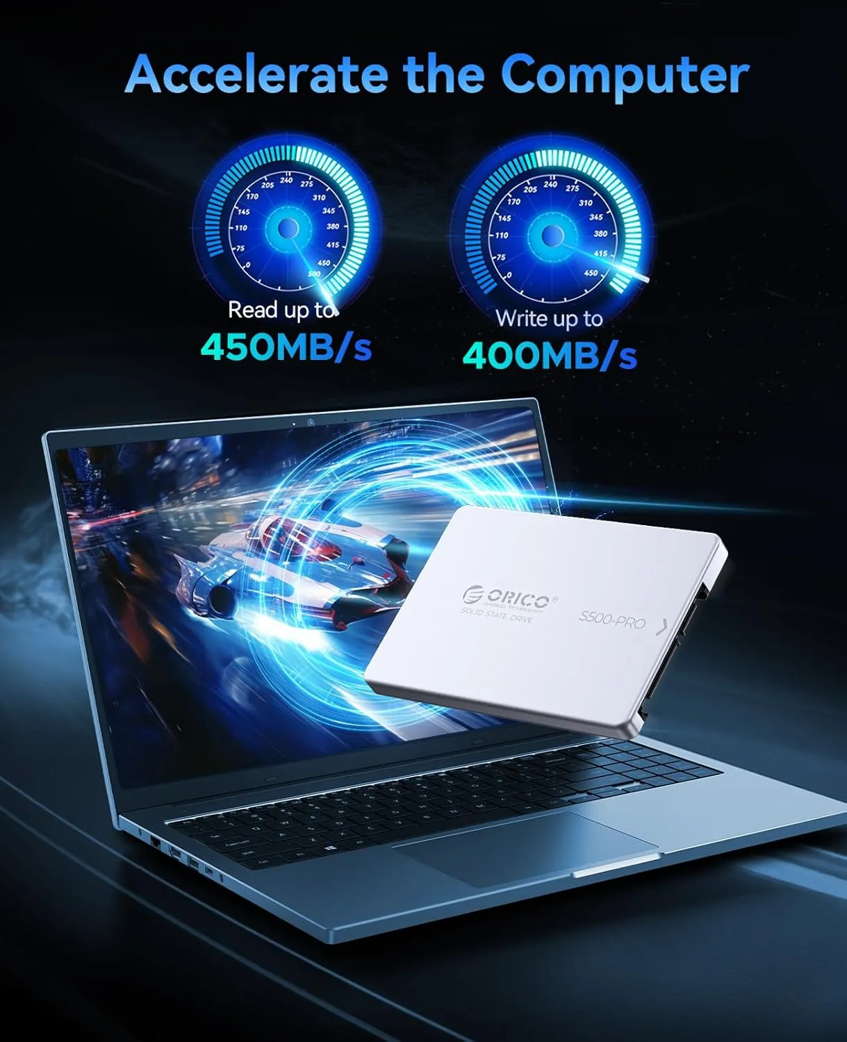 ORICO 256GB SATA SSD 2.5" Internal Solid State Drive, up to 450MB/s, 3D NAND SATA III SSD with Aluminum Shell, for Desktop Laptop PS4 NAS DIY External Drive - S500PRO