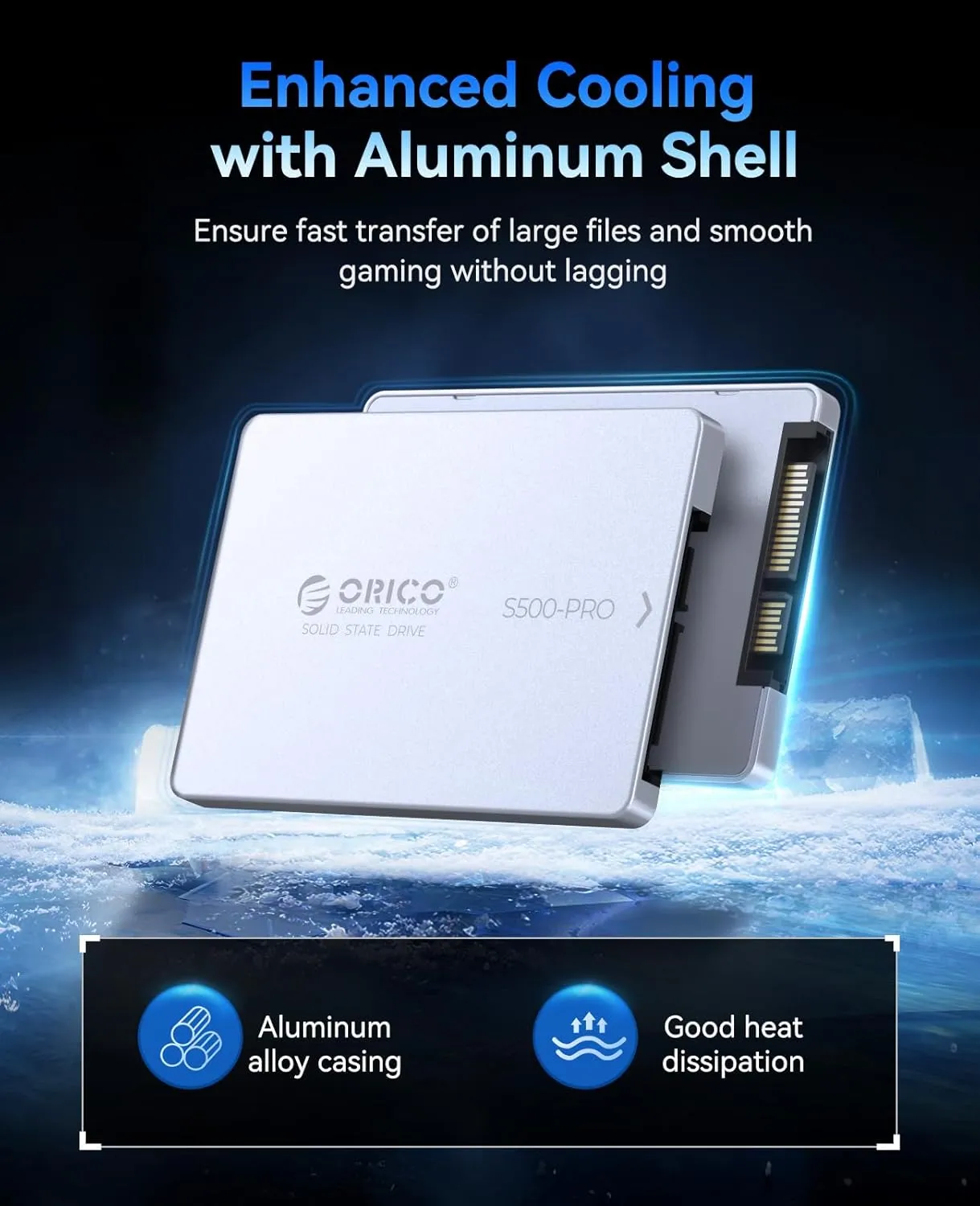 ORICO 256GB SATA SSD 2.5" Internal Solid State Drive, up to 450MB/s, 3D NAND SATA III SSD with Aluminum Shell, for Desktop Laptop PS4 NAS DIY External Drive - S500PRO