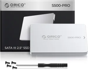 ORICO 256GB SATA SSD 2.5" Internal Solid State Drive, up to 450MB/s, 3D NAND SATA III SSD with Aluminum Shell, for Desktop Laptop PS4 NAS DIY External Drive - S500PRO
