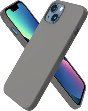 ORNARTO Compatible with iPhone 13 Case 6.1, Slim Liquid Silicone 3 Layers Full Covered Soft Gel Rubber Case Cover 6.1 inch-Cold Gray