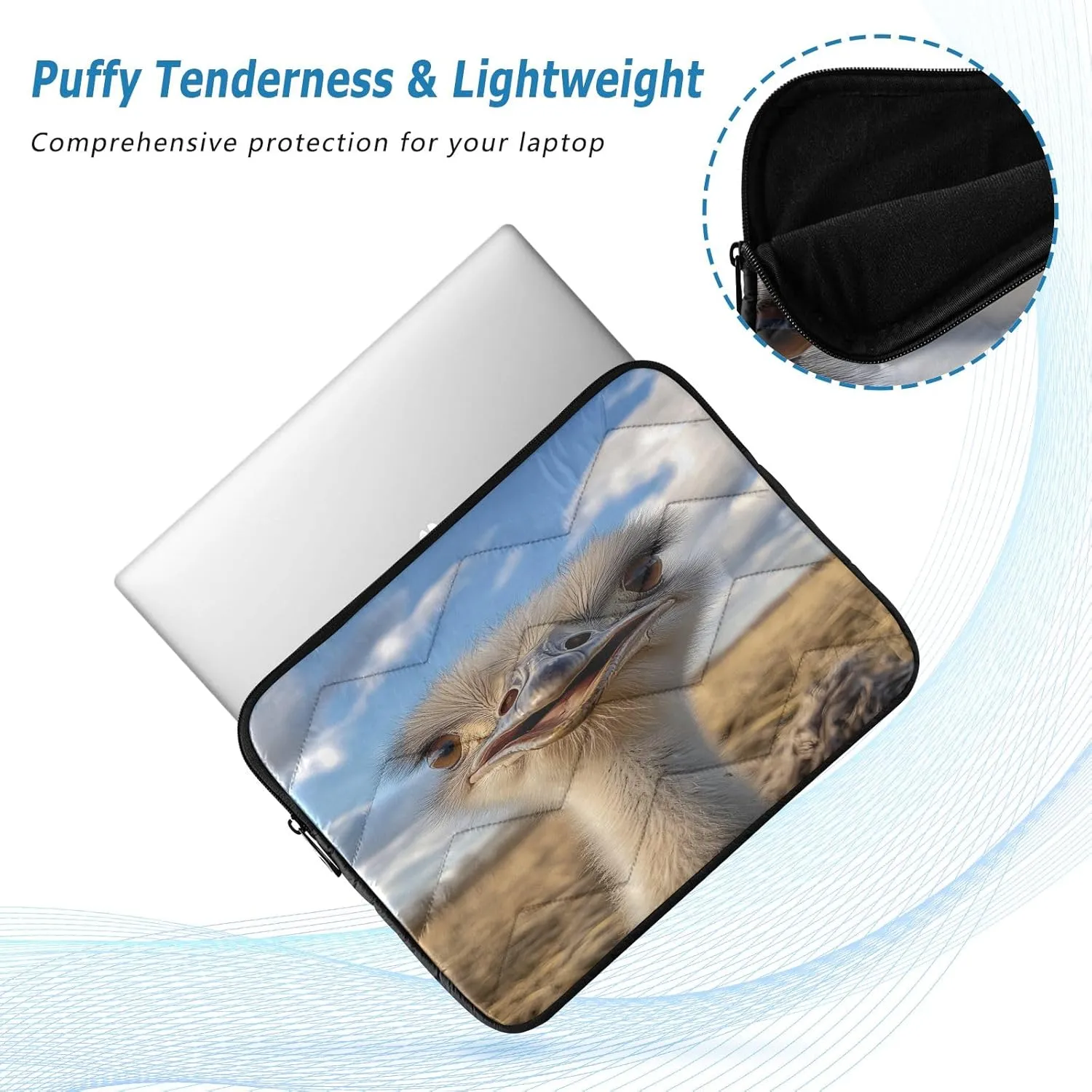 Ostrich Photo Laptop Sleeve Laptop Traveling Case 13 Inch Laptop Sleeve Cute