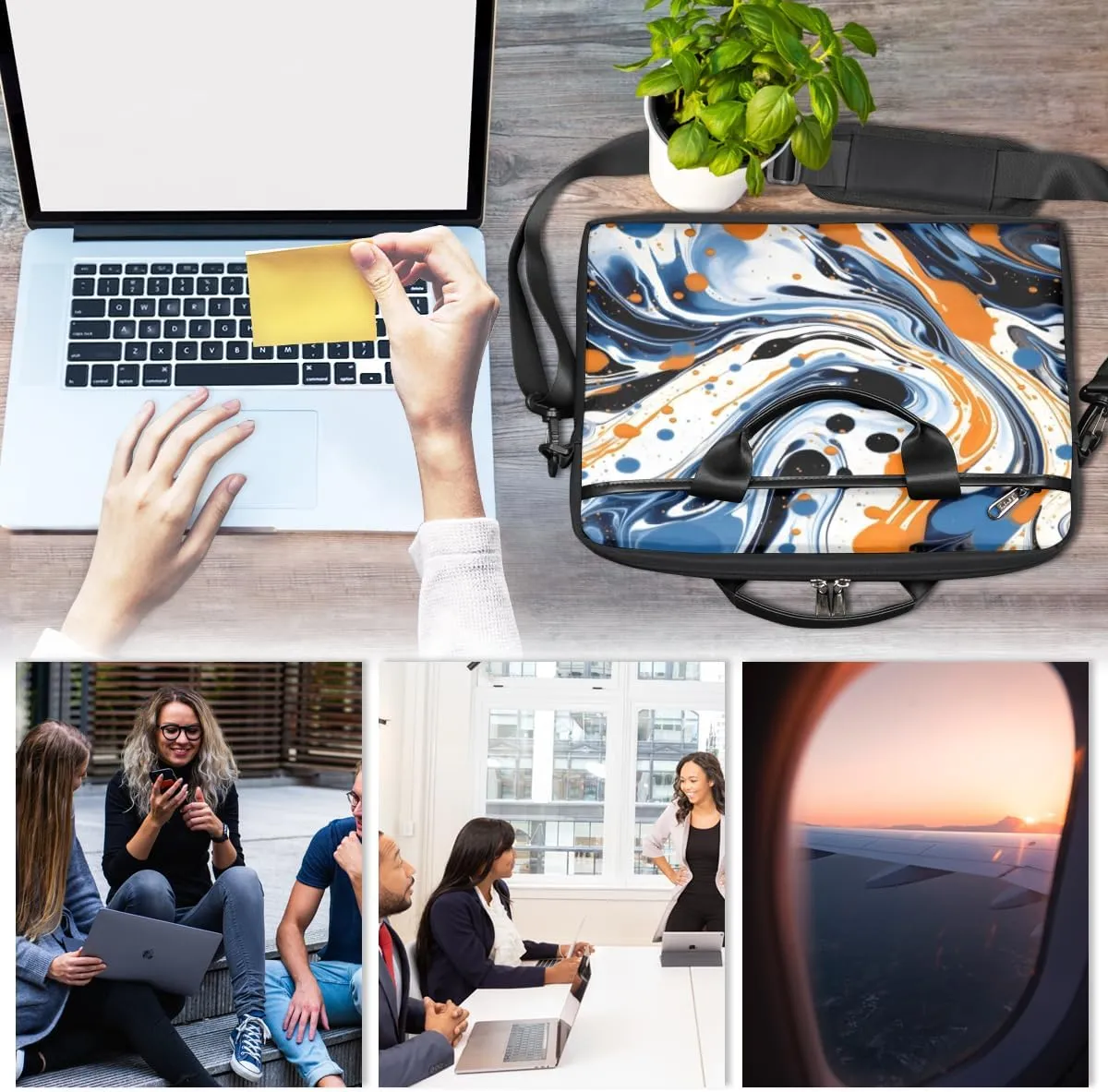 Paris Butterflys Laptop Bag for Men Women 13-15 Inch Case Bags Sleeve Shoulder with Anti Slip Removable The Pad Straps