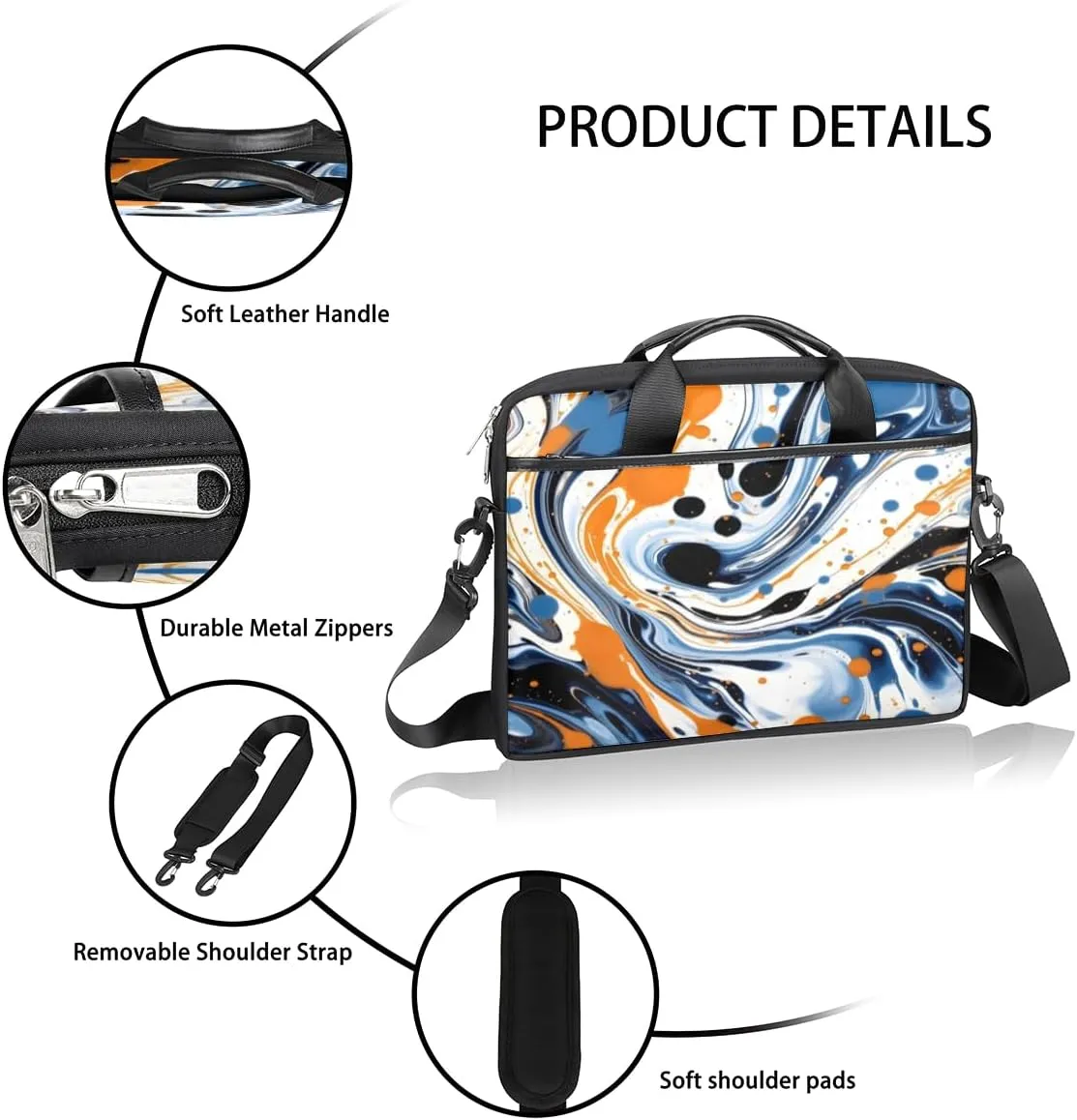 Paris Butterflys Laptop Bag for Men Women 13-15 Inch Case Bags Sleeve Shoulder with Anti Slip Removable The Pad Straps