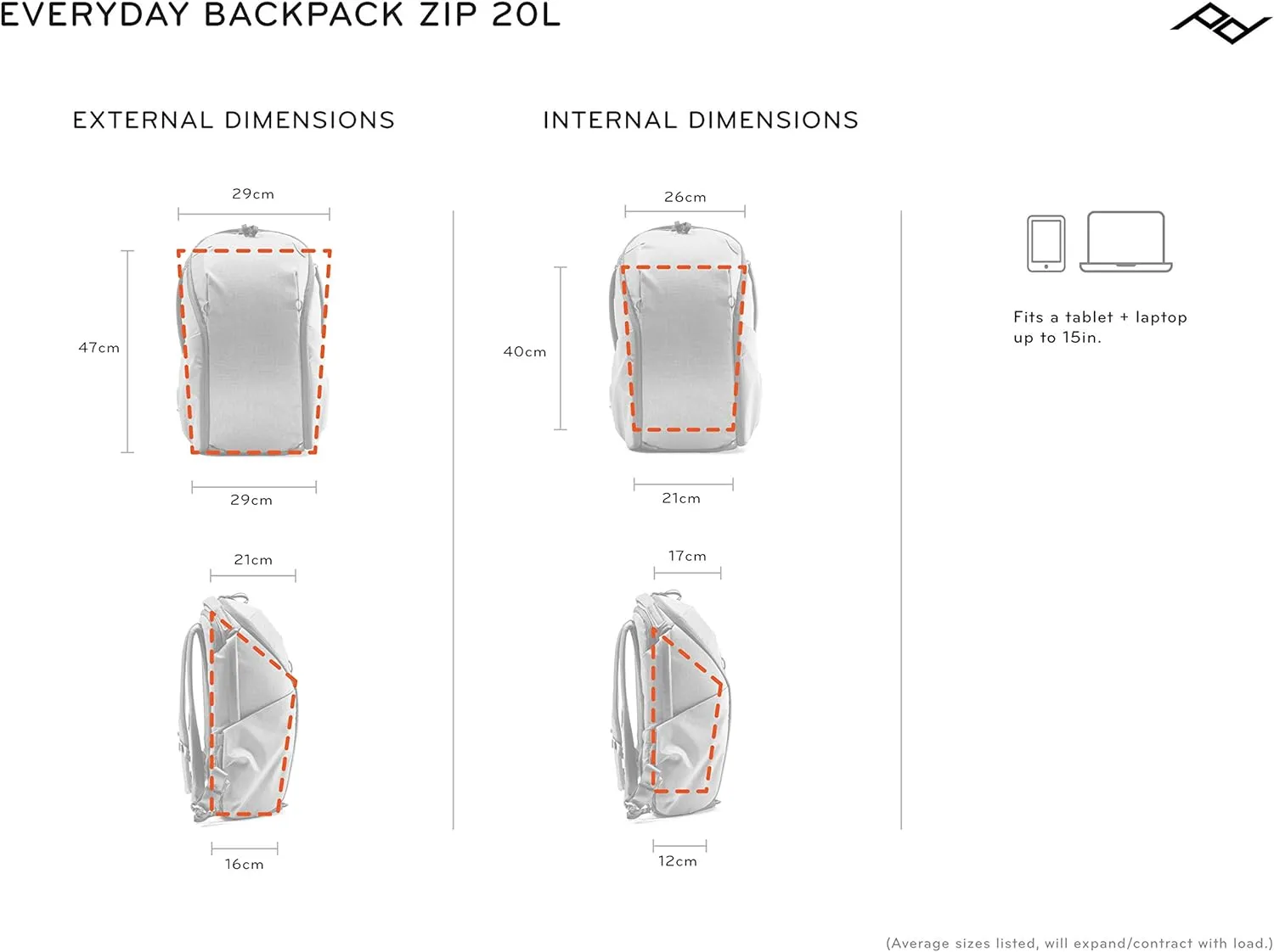 Peak Design Everyday Backpack Zip 20L, Carry-on Backpack with Laptop Sleeve, Ash (BEDBZ-20-AS-2)