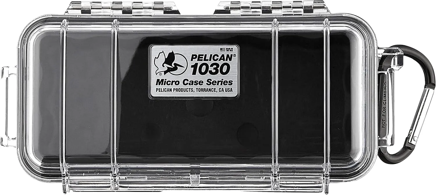 Pelican 1030 Micro Case - Black/Clear, Waterproof, Heavy Duty Protection for iPhone 4, Cameras, & Earphones