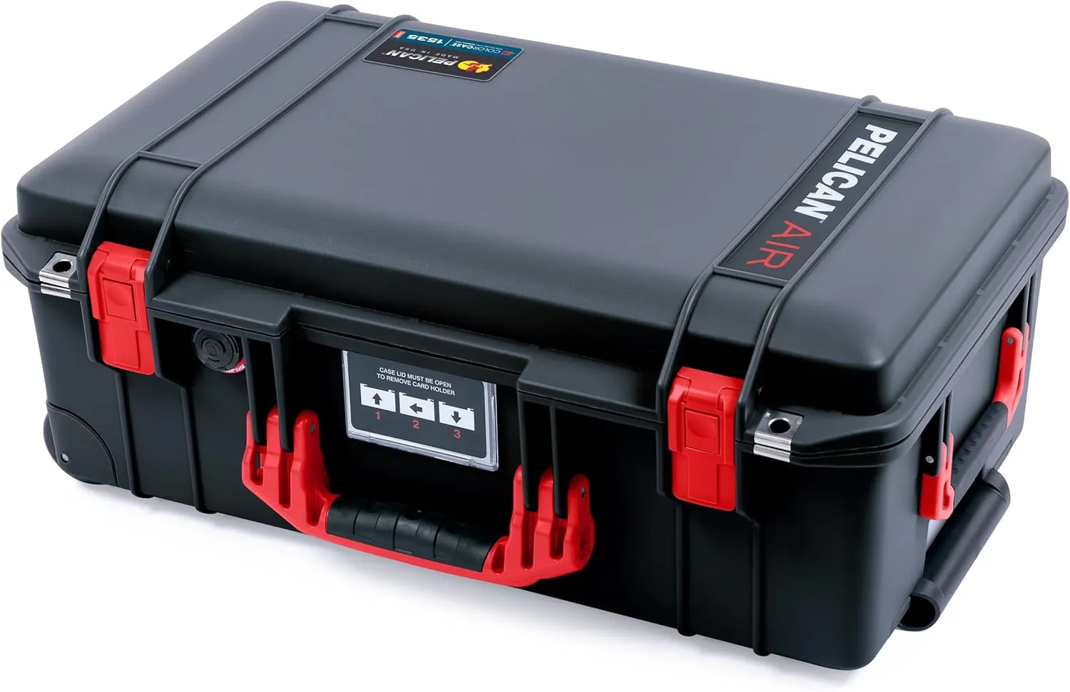 Pelican Air 1535 Carry-on Case by ColorCase - Black - Medium Size Waterproof Case (Case Only) - Red Handles & Latches, 015350-0000-110-321