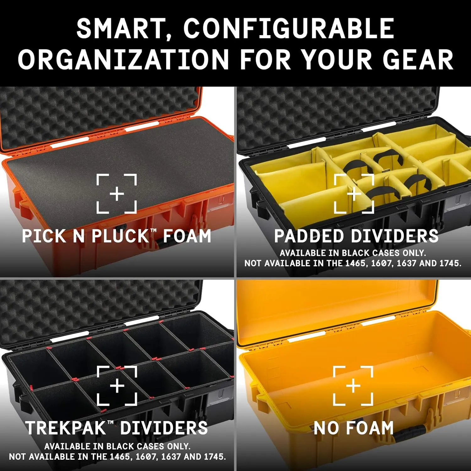 Pelican Air 1605 Case with Trekpack Dividers - Black