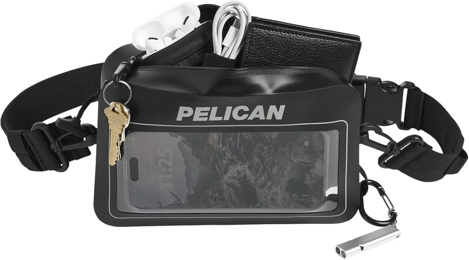 Pelican Marine Waterproof Sling Bag 2L - Crossbody Bag for Women/Men w/Detachable Adjustable Strap and Touchscreen Compatible Phone Compartment - Travel Essentials for Camping, Beach, Cruise, Hiking