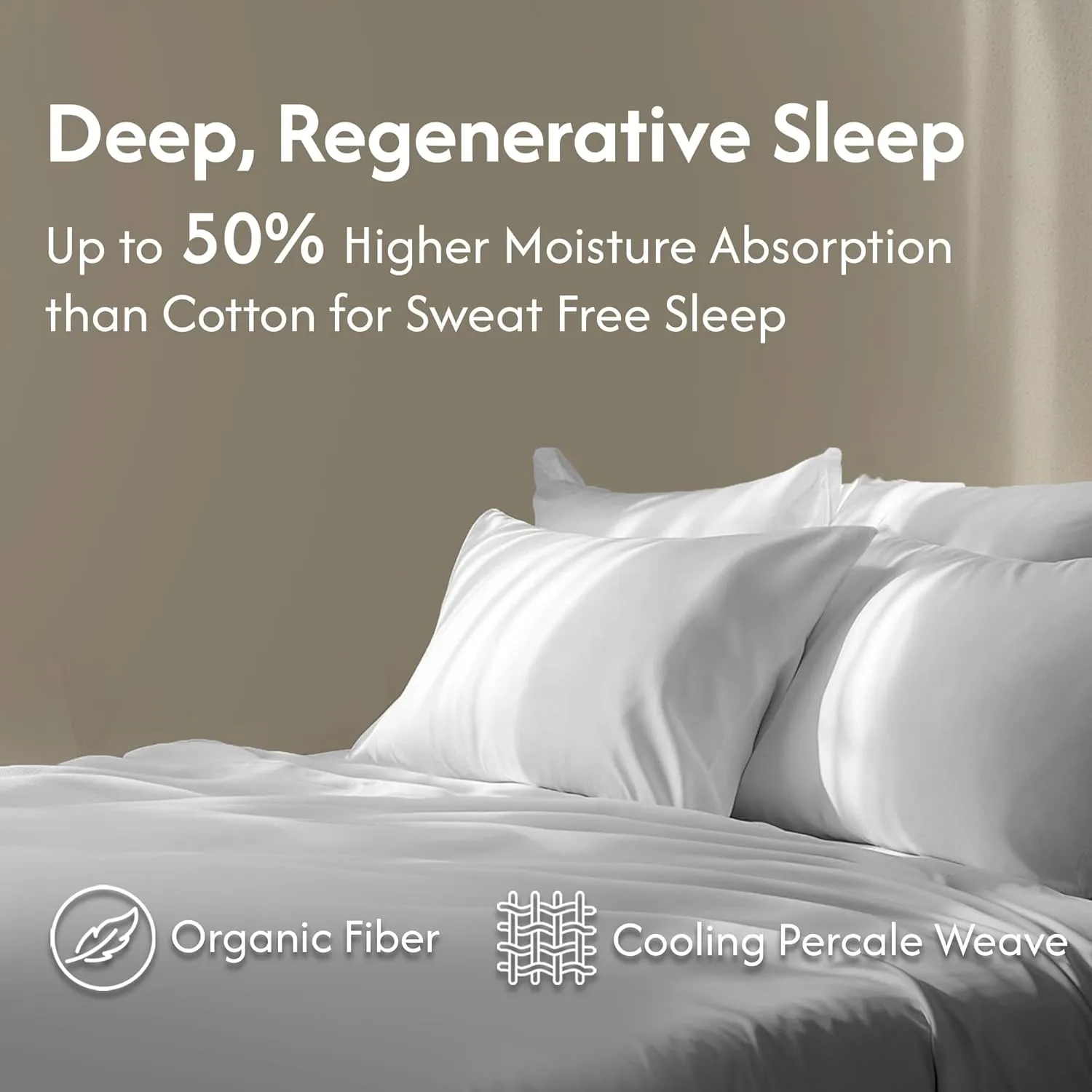Percale Pillow Cases Standard Size - 100% Cotton Percale Pillowcases - Cool, Crisp, Breathable, Skin-Friendly Pillowcases, Envelope Closures, Z-Hem Stitch, Oeko-Tex Certified - Queen, Sage Green