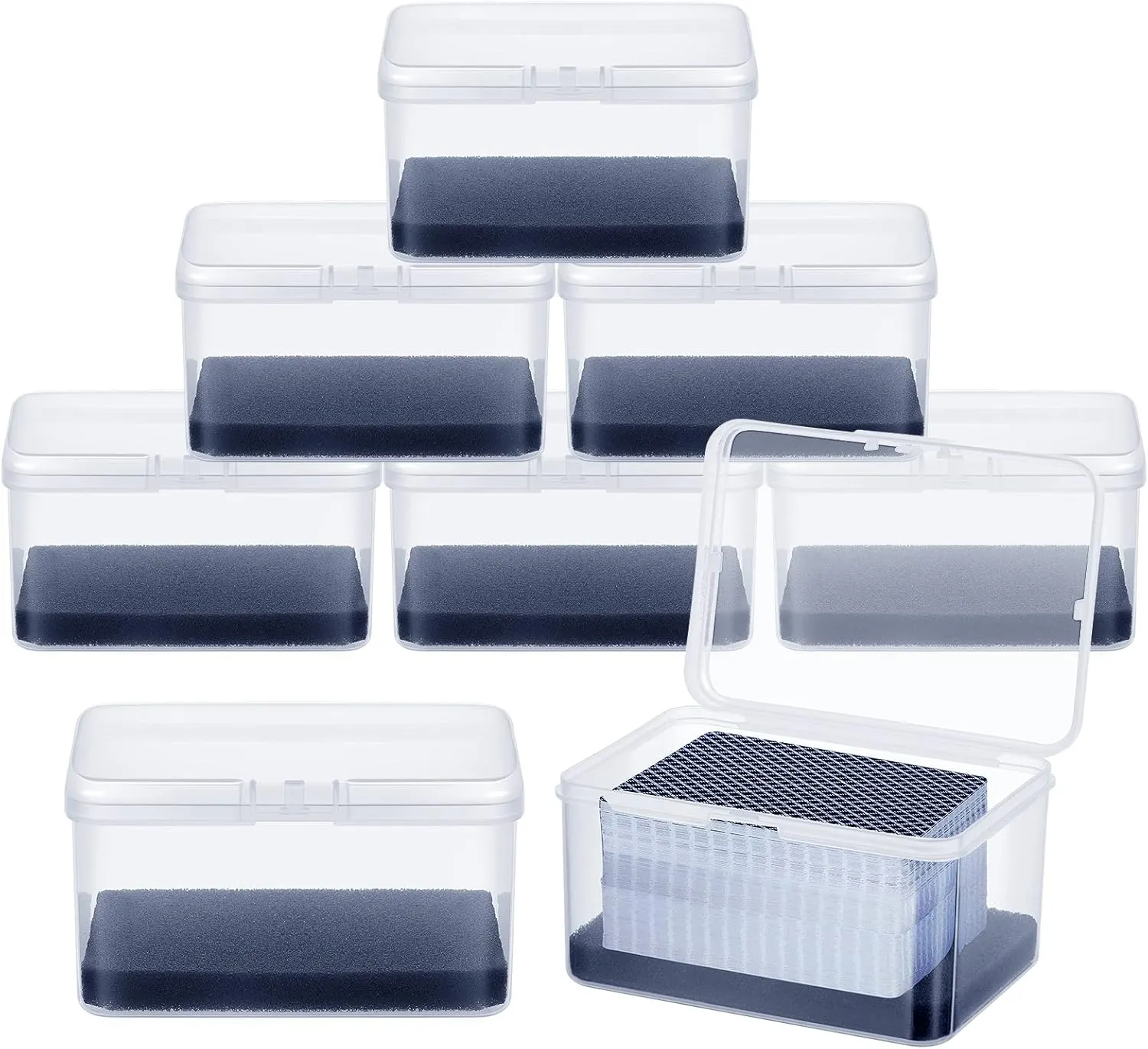 PerKoop 8 Pcs Plastic Card Case Boxes for 162 Pcs Game Cards 3 Decks of Playing Card Clear Plastic Holder Box Organizer for Travel Game, 4. 7 x 3. 3 x 2. 5 Inch, Cards Not Included