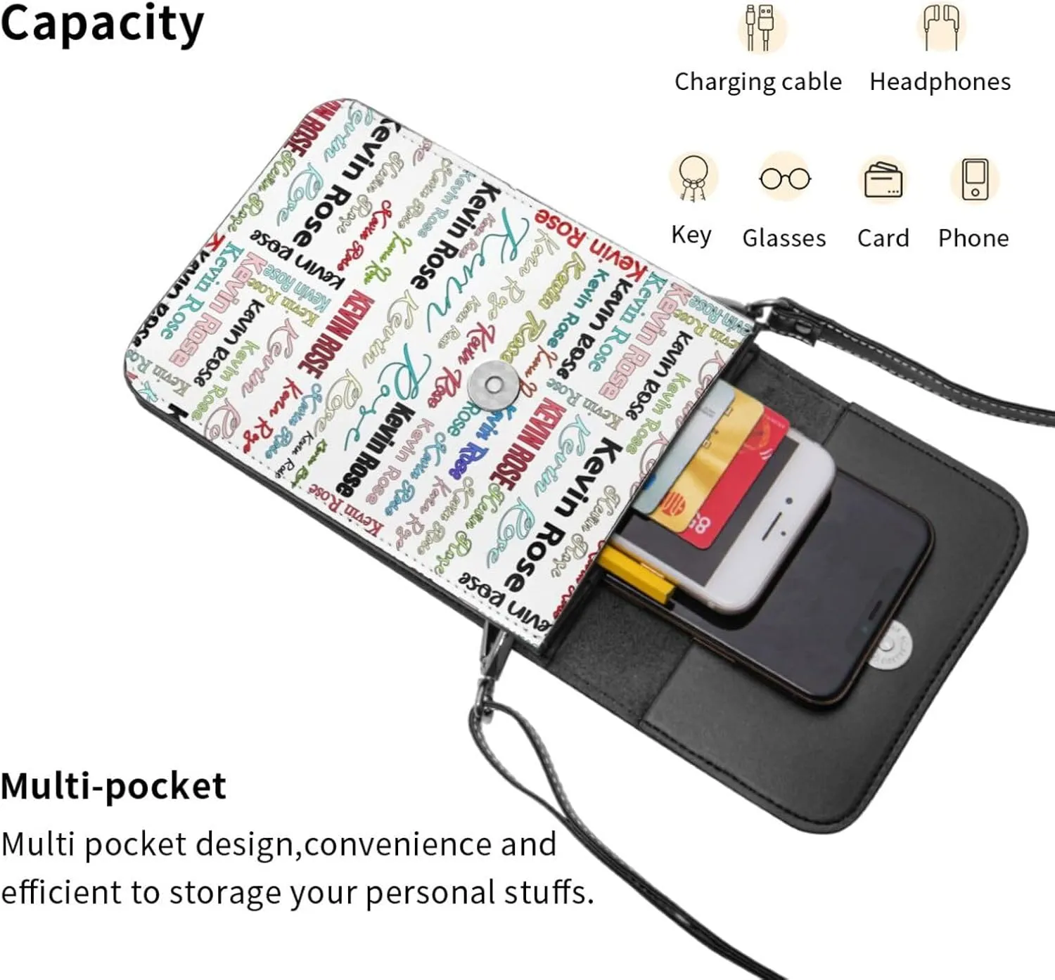 Personalized Crossbody Cell Phone Purse Custom Add Photo Text Logo For Women Lightweight Leather Mini Shoulder Bag Wallet