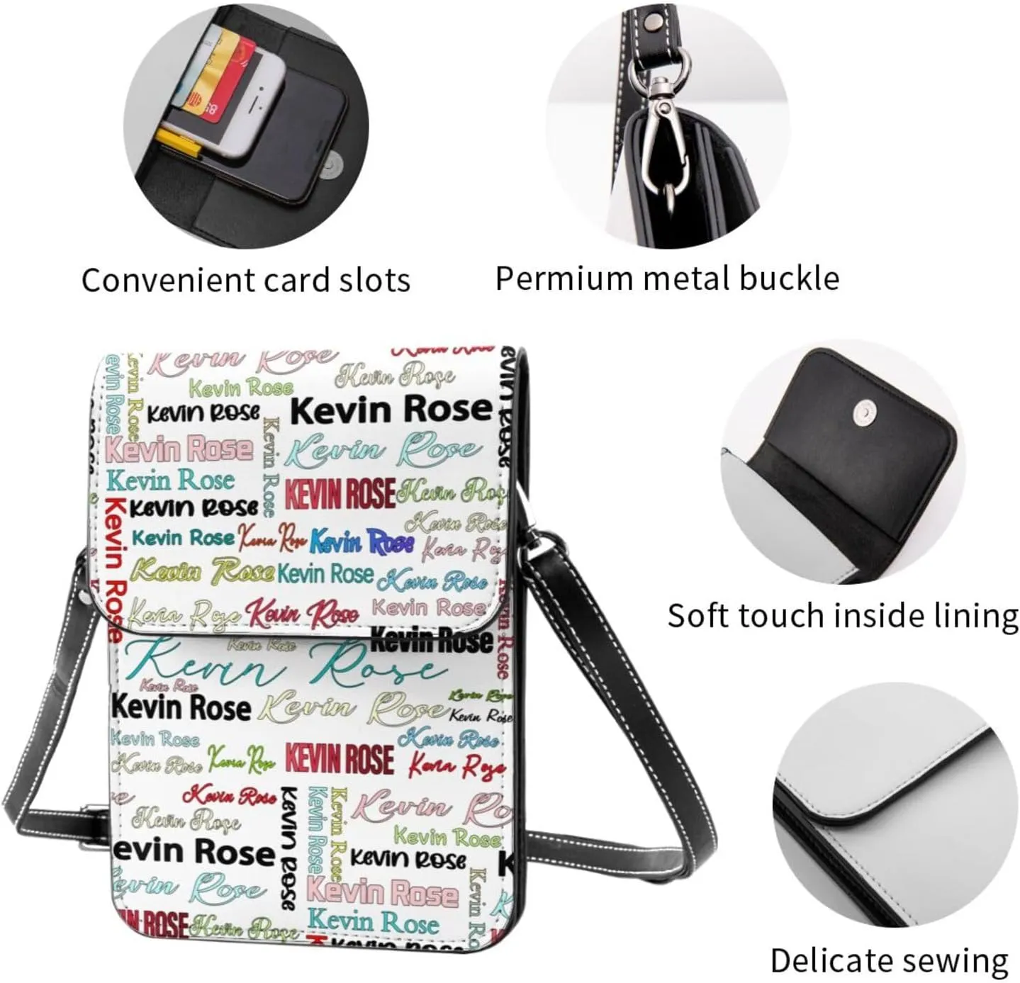 Personalized Crossbody Cell Phone Purse Custom Add Photo Text Logo For Women Lightweight Leather Mini Shoulder Bag Wallet