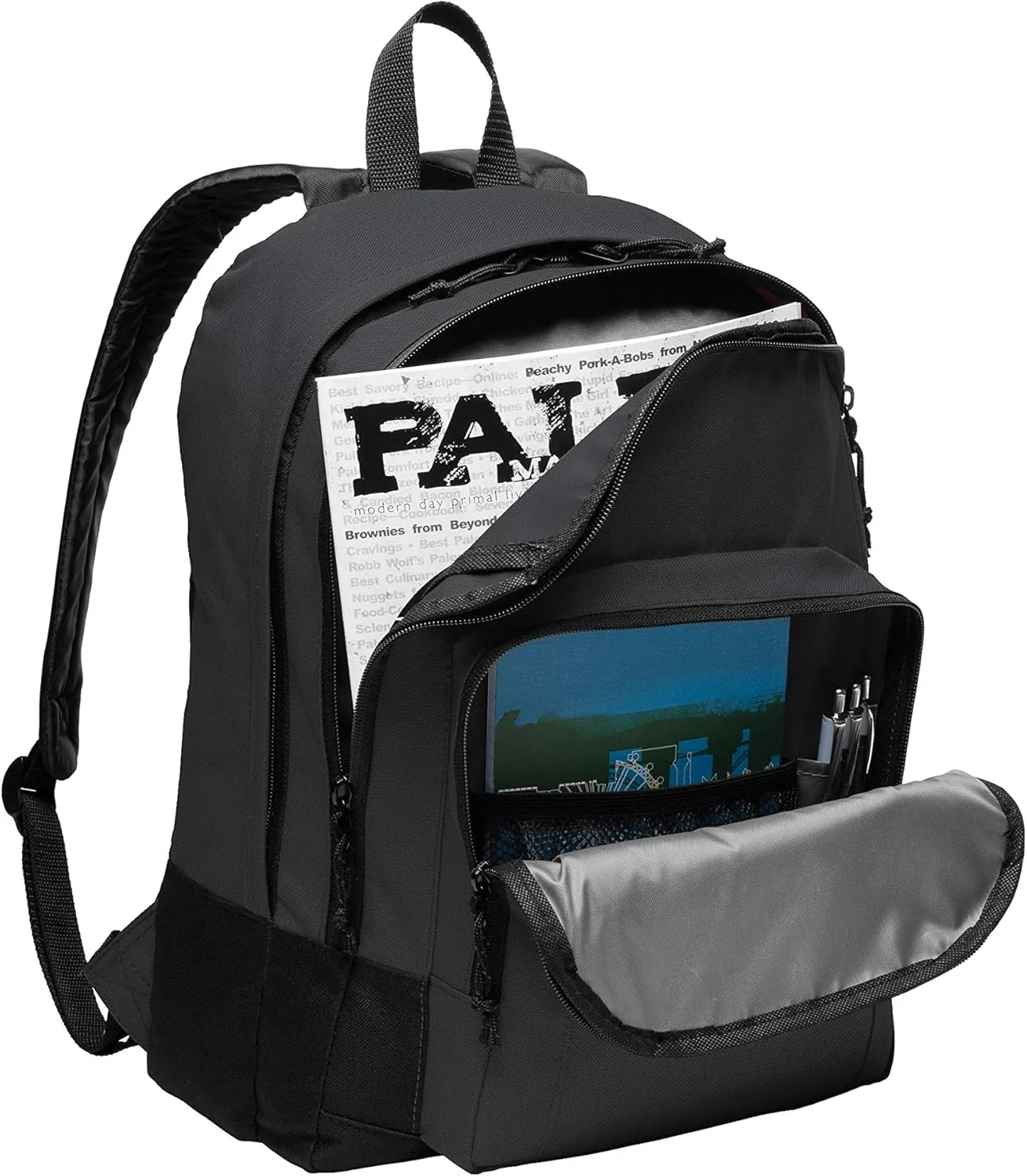 Personalized Customized Basic Classic Dark Charcoal College Backpacks, 5 or 10 Pack - Add Your Embroidered Logo