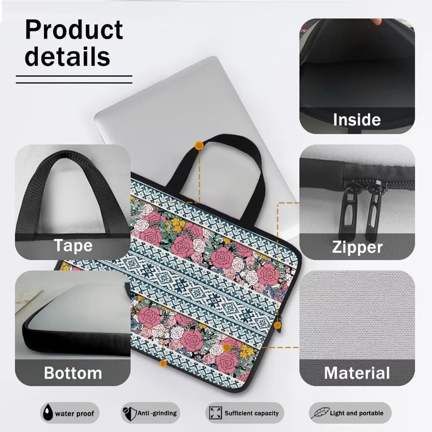 Personalized Laptop Case 15.6In Computer Bag,17inch Messenger Bag Briefcase Tote Bag with Laptop Compartment