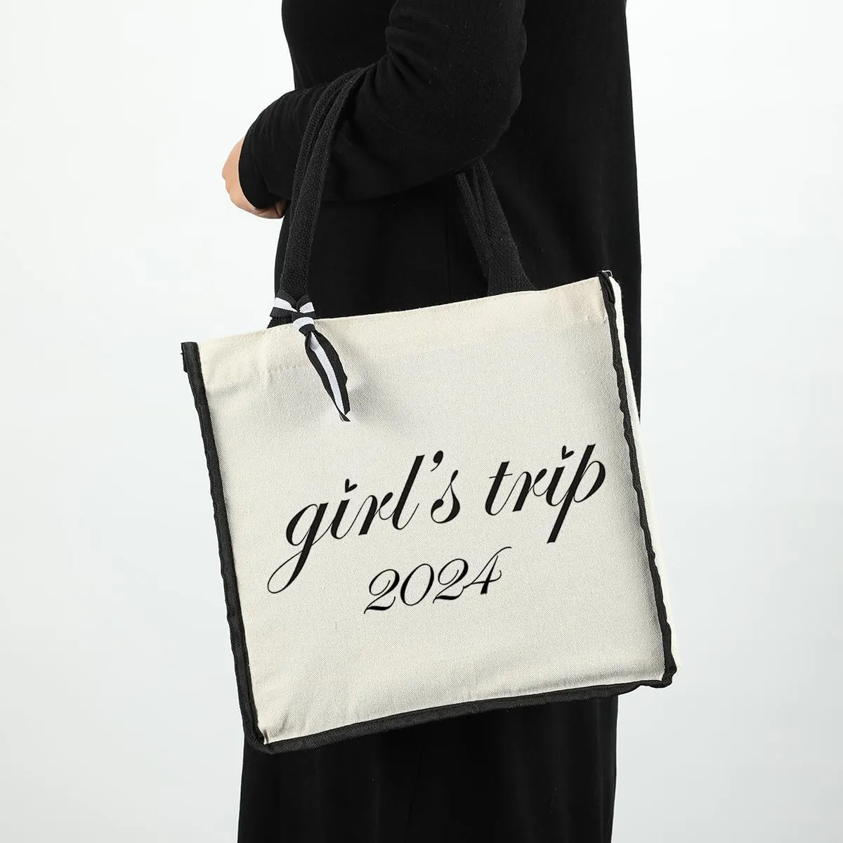 Personalized Tote for Women - Girls Weekend Cheaper Beach Canvas Bag, Funny Weekender for Girls Trip