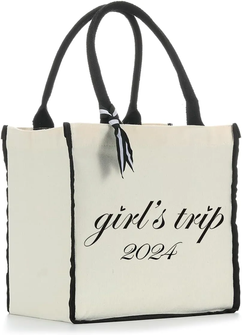 Personalized Tote for Women - Girls Weekend Cheaper Beach Canvas Bag, Funny Weekender for Girls Trip