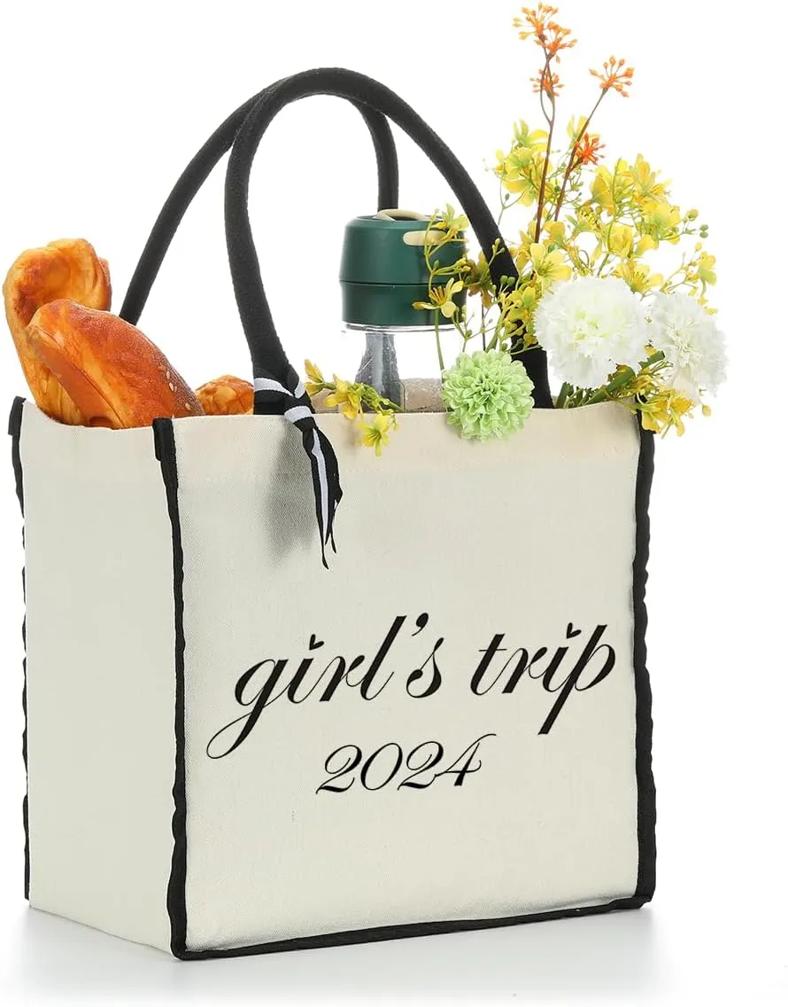 Personalized Tote for Women - Girls Weekend Cheaper Beach Canvas Bag, Funny Weekender for Girls Trip