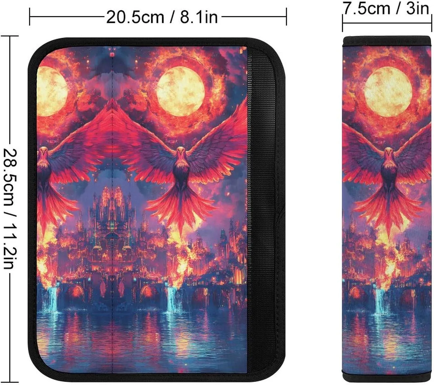Phoenixs Burning Doomsday Sun Fashion Car Seat Belt Cover Pad for Shoulder Bag Camera Soft Comfort Accessories 1PCS