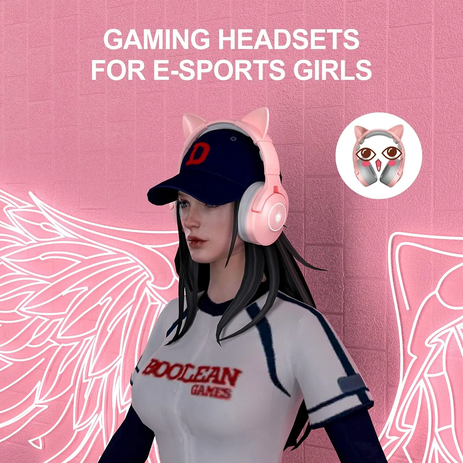 PHOINIKAS PS4 Gaming Headset for PS5, PC, Switch, Q9 Over Ear Gaming Headphones with Detachable Mic, Wireless Bluetooth 5.3 Music Headphones only for Phone/Laptop/Table (Pink)