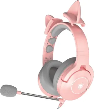 PHOINIKAS PS4 Gaming Headset for PS5, PC, Switch, Q9 Over Ear Gaming Headphones with Detachable Mic, Wireless Bluetooth 5.3 Music Headphones only for Phone/Laptop/Table (Pink)