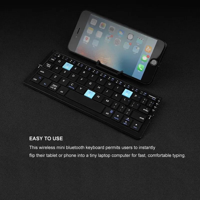 Phone Tablet Wireless Rechargeable Foldable Keyboard