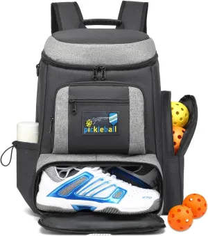 Pickleball Bag, Pickleball Backpack for Women Men - Fits 2 to 4 Paddles with Shoe Compartment & Fence Hook