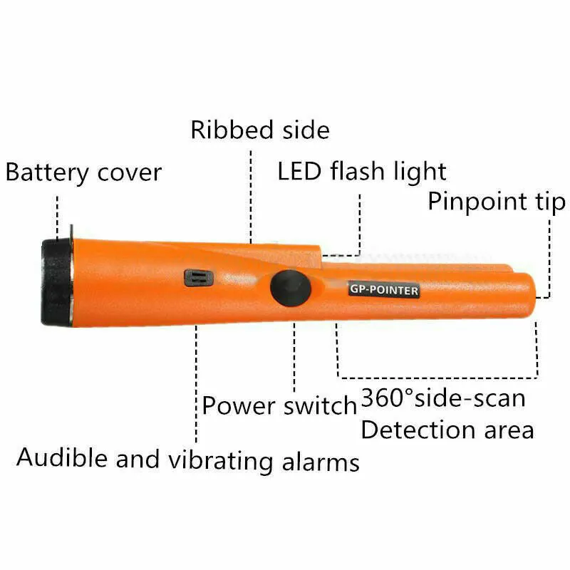Pin Pointer Probe Pinpoint Metal Detectors with Holster Treasure Unearthing Tool  Orange