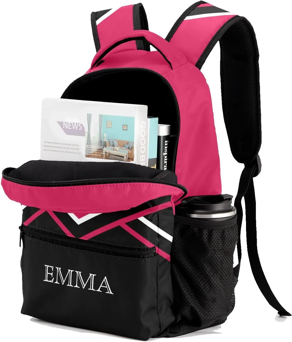 Pink Waterproof Cheer Cheerleaders Backpack Bookbag with Name for Birthday Holiday Gift