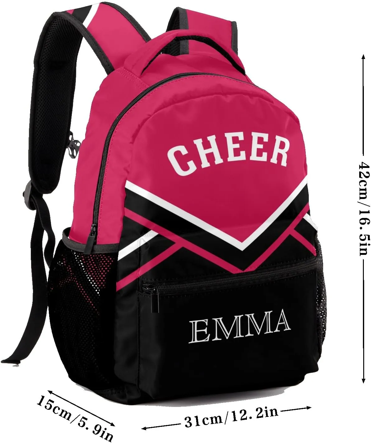 Pink Waterproof Cheer Cheerleaders Backpack Bookbag with Name for Birthday Holiday Gift