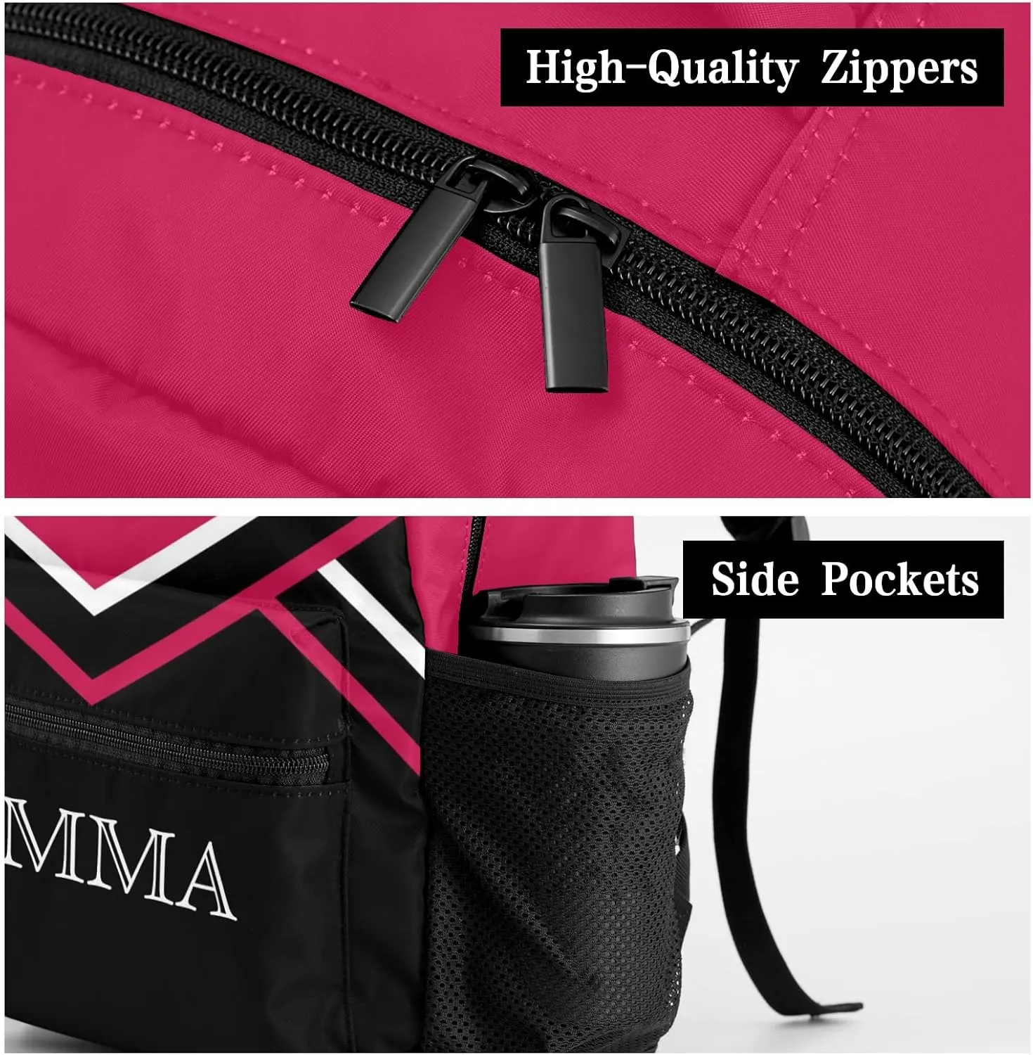 Pink Waterproof Cheer Cheerleaders Backpack Bookbag with Name for Birthday Holiday Gift