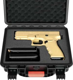 Pistol Gun Case for Glock 17 Gen5 – DIY Waterproof Travel Pistol Box with Custom Foam | Shockproof Firearm Storage Bag | Hard Shell Carrying Gun Case | Fits 9mm Handguns | TSA Pistol Case Hard Shell