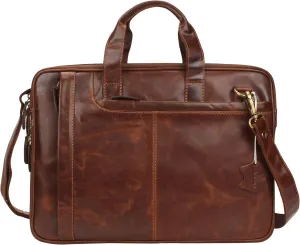 Pitaara Genuine Leather Messenger Laptop Bag For Men And Women, Fits Laptop Size 16"