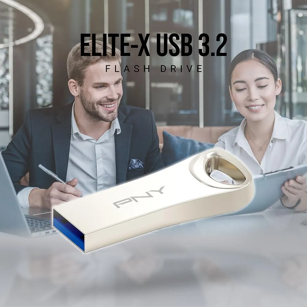PNY 128GB Elite-X USB 3.2 Flash Drive - 220MB/s, Durable Premium Metal Housing, for Storing, Sharing, and Protecting Important Content, ‎P-FDI128ELTX-GE, Silver