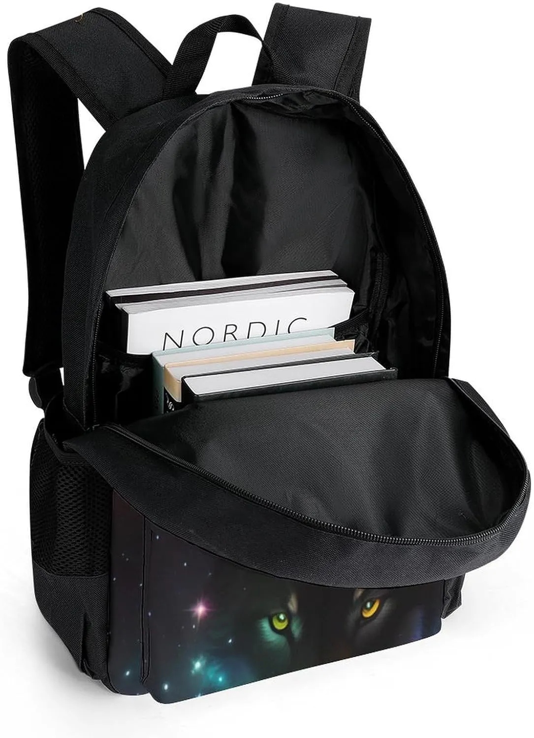 Polyester Daypack Backpack for Climbing Outdoors Running - Big Capacity Multipurpose Anti-Theft Bookbag, Galaxy Psychedelic Wolf Night Sky Space Art Travel Hiking & Camping Rucksack